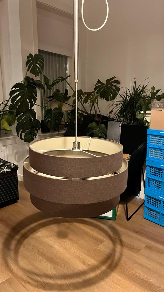 Bruine Uitschuifbare Kroonluchter Plafondlamp, Huis en Inrichting, Lampen | Lampenkappen, Gebruikt, 25 tot 50 cm, Rond, Bruin