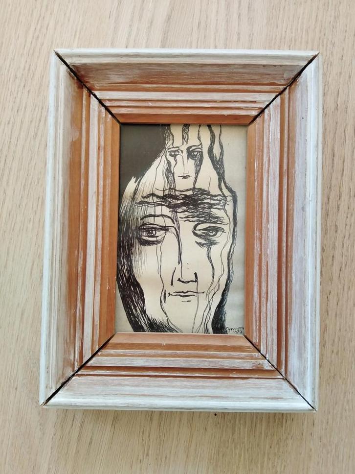 JanMurk de Vries (1919-2015), originele pentekening 1987, Antiek en Kunst, Kunst | Tekeningen en Foto's, Ophalen of Verzenden