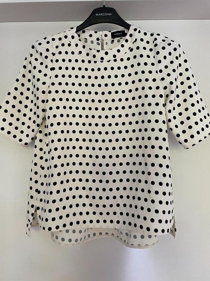Marella by Max Mara: z.g.a.n. leuke top in maat S, Kleding | Dames, Tops, Zo goed als nieuw, Maat 36 (S), Wit, Lange mouw, Verzenden