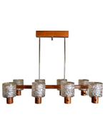 1960s Hanglamp Scandinavische stijl met 8 lichtpunten, Gebruikt, 50 tot 75 cm, Glas, Ophalen
