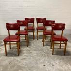 Retro vintage design jaren 60 eetkamerstoelen rood skai, Huis en Inrichting, Stoelen, Ophalen, Gebruikt, Rood, Vijf, Zes of meer stoelen