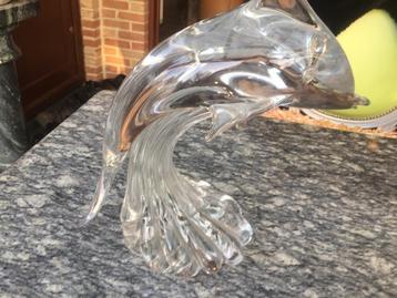 murano glas groot beeld van een vis gesigneerd 33x30cm beschikbaar voor biedingen