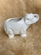 Vintage olifant bloempot, Gebruikt, Wit, Aardewerk of Porselein, Ophalen of Verzenden