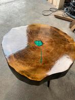 Epoxy boomstamtafel salontafel bijzettafel, 50 tot 100 cm, Rond, Ophalen of Verzenden, Zo goed als nieuw