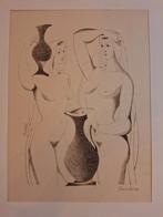 Litho Naakten met Vazen - Gesigneerd, Ophalen of Verzenden