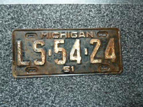 Kentekenplaat licenseplate Michigan 1951 USA, Verzamelen, Automerken, Motoren en Formule 1, Gebruikt, Auto's, Verzenden