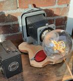 Vintage upcycled lamp van fotovergroter lens, Minder dan 50 cm, Vintage upcycled, Ophalen of Verzenden, Zo goed als nieuw