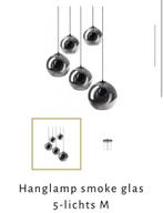 Riimi Living 5 bol smoke glas hanglamp nieuw, Ophalen of Verzenden, Zo goed als nieuw, Glas, 75 cm of meer