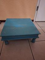 Houten Oosters Turquoise Bijzet/ Planten Tafeltje, Huis en Inrichting, Tafels | Bijzettafels, Minder dan 45 cm, Minder dan 55 cm