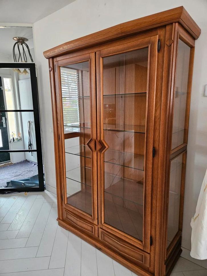 T.e.a.b prachtige eiken vitrinekast 130x195x45, Huis en Inrichting, Kasten | Vitrinekasten, Zo goed als nieuw, 150 tot 200 cm