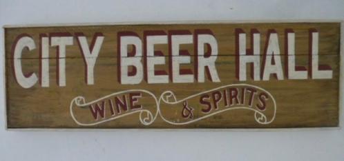 Vintage houten bier reclame bord / etalage / cafe pub kroeg, Verzamelen, Merken en Reclamevoorwerpen, Zo goed als nieuw, Reclamebord