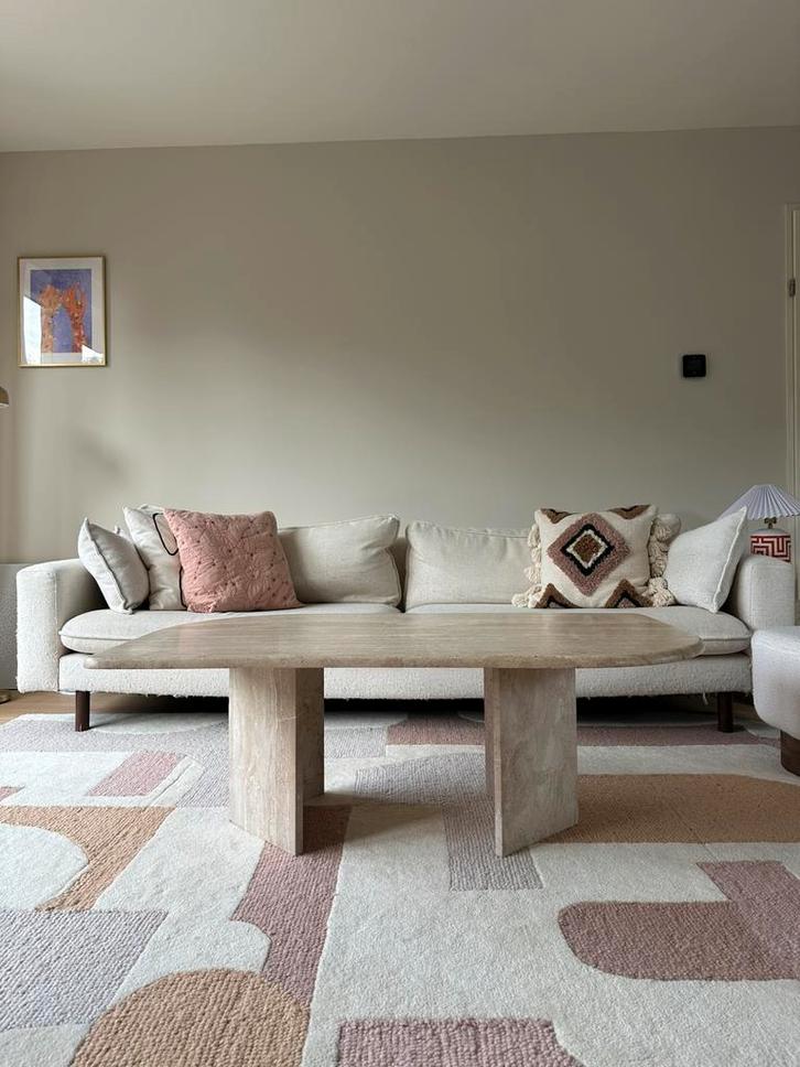 Prachtige vintage travertin teardrop salontafel, Huis en Inrichting, Tafels | Salontafels, Zo goed als nieuw, Minder dan 50 cm