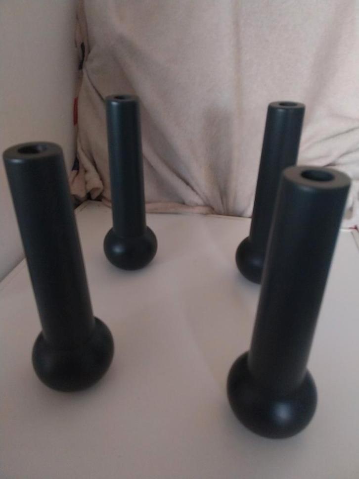 Set of 4 Wooden Matte Black Candle Holders – 16 cm Nordic St, Huis en Inrichting, Woonaccessoires | Kandelaars en Kaarsen, Zo goed als nieuw