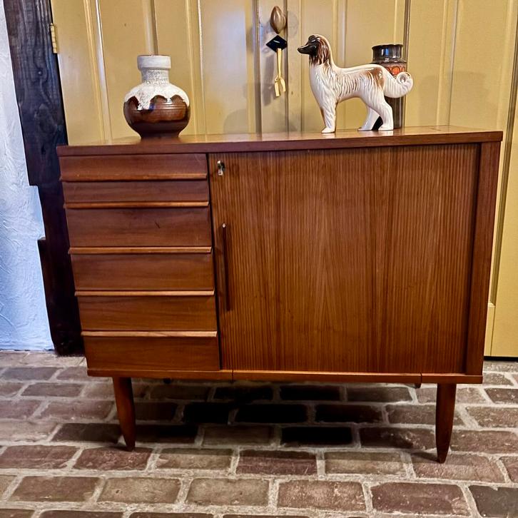 Vintage / mid century dressoir / bureau / naaimachinekastje, Huis en Inrichting, Kasten | Dressoirs, Zo goed als nieuw, 50 tot 100 cm