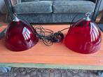 Rode vintage glazen lampen, hanglampen met stekker, Ophalen of Verzenden, Zo goed als nieuw, Glas, Minder dan 50 cm