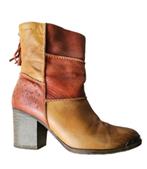 Tamaris dames leren enkel laarsje bruin/beige cognac maat 39, Tamaris, Bruin, Lage of Enkellaarzen, Ophalen of Verzenden