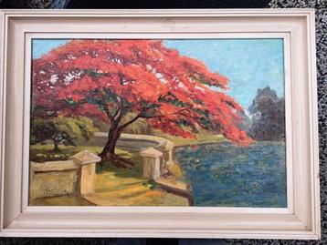 Schilderij met Rode Boom beschikbaar voor biedingen