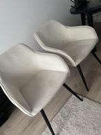 4 Zwart/Crème fluwele Eetkamerstoelen, Huis en Inrichting, Stoelen, Ophalen, Overige materialen, Zwart, Nieuw