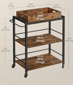 (NIEUW) keuken serveerder trolley 3 laags met wielen en rem, Huis en Inrichting, Keuken | Keukenelementen, Ophalen, Zwart, Nieuw