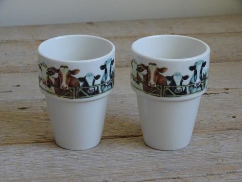 2x Melkbeker, Jet (by ter Steege), KOEIEN, zo goed als nieuw, Huis en Inrichting, Keuken | Servies, Zo goed als nieuw, Kop(pen) en/of Schotel(s)