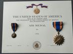 Medaille US Air Medal: Certificaat, Groot model & Miniatuur, Verzenden, Landmacht, Amerika, Miniatuur of Beeldje