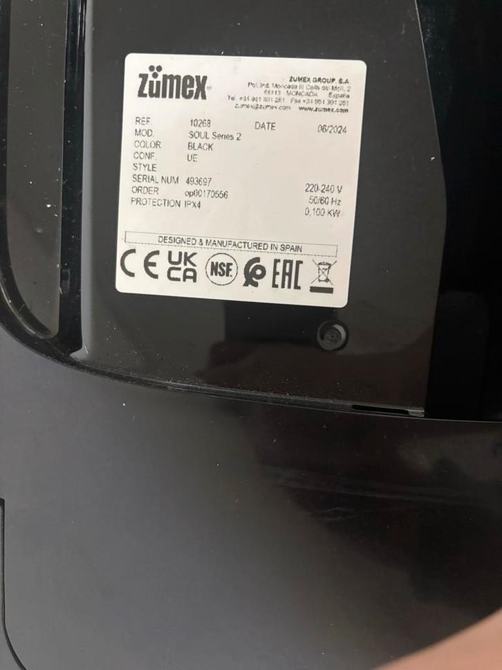 Zumex Soul Series 2 Sinasappelpers - Zwart, Witgoed en Apparatuur, Overige Witgoed en Apparatuur, Zo goed als nieuw, Ophalen of Verzenden