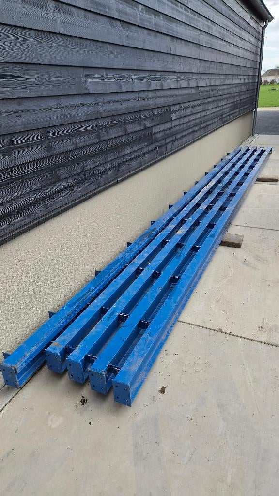 Zware stalen H balken blauw 7,16 meter lang 2,67 lang, Doe-het-zelf en Verbouw, Metalen, Ophalen, Gebruikt, IJzer