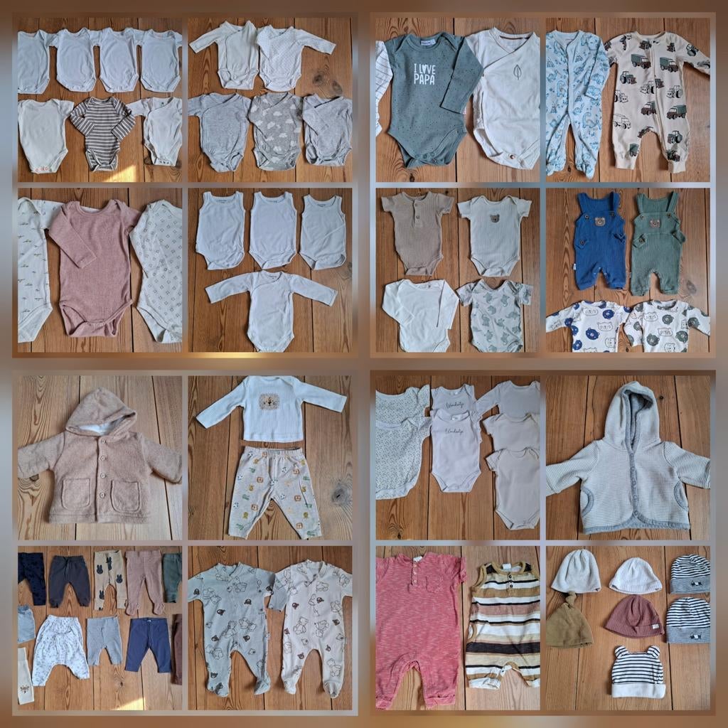 Leuk pakket babykleding voor een jongen! Mt.50/56. 75 Stuks!, Ophalen of Verzenden, Zo goed als nieuw, Maat 50