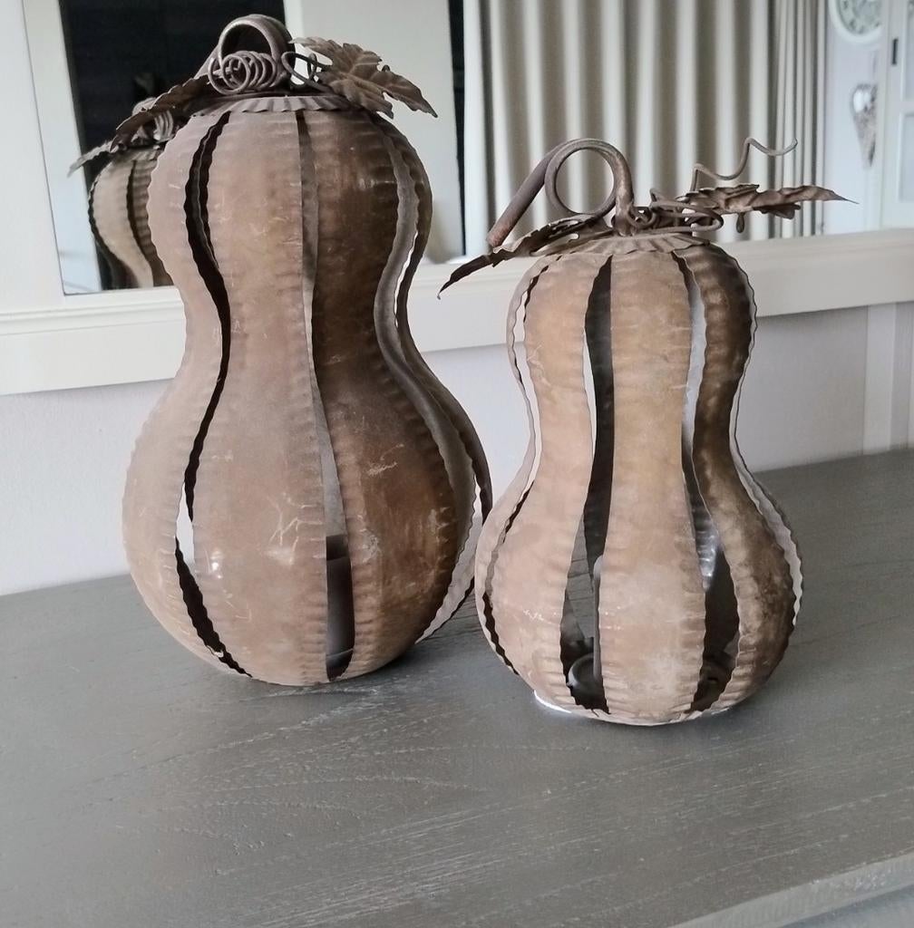 Te koop leuke pompoenen voor waxine kaarsjes, Ophalen, Zo goed als nieuw, Metaal, Minder dan 25 cm