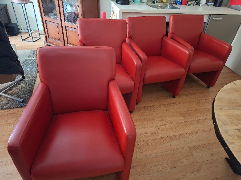 Stoelen, Huis en Inrichting, Stoelen, Ophalen, Gebruikt, Leer, Vier