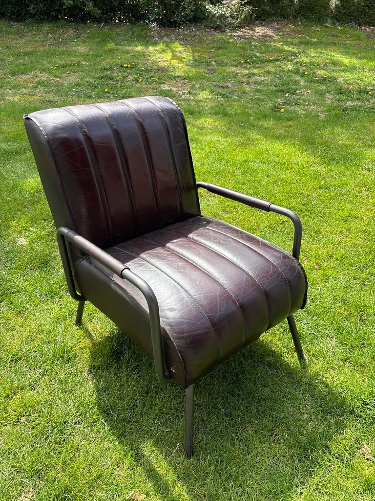 Eleonora Fauteuil - Lederen Stoel met Kleine Beschadigingen, Ophalen, Zo goed als nieuw, Leer