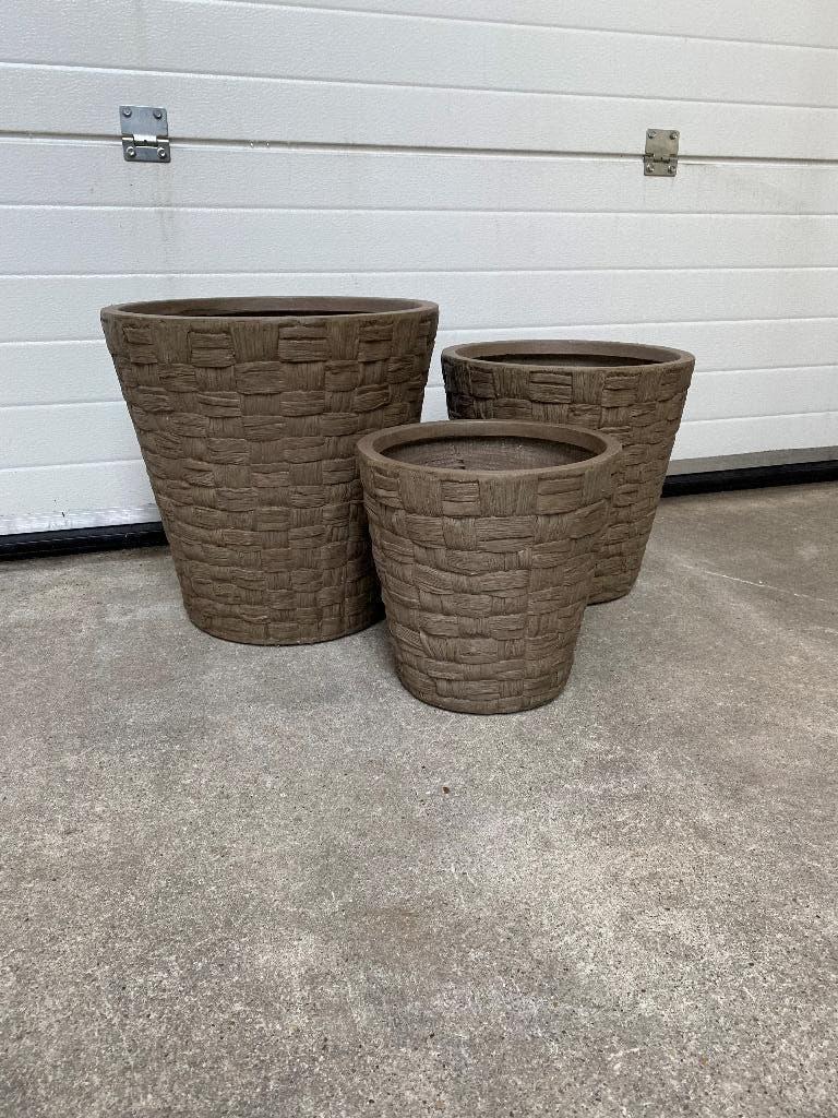 bloempotten 3-delig (nieuw), Tuin en Terras, Ophalen, Overige materialen, Rond, Nieuw