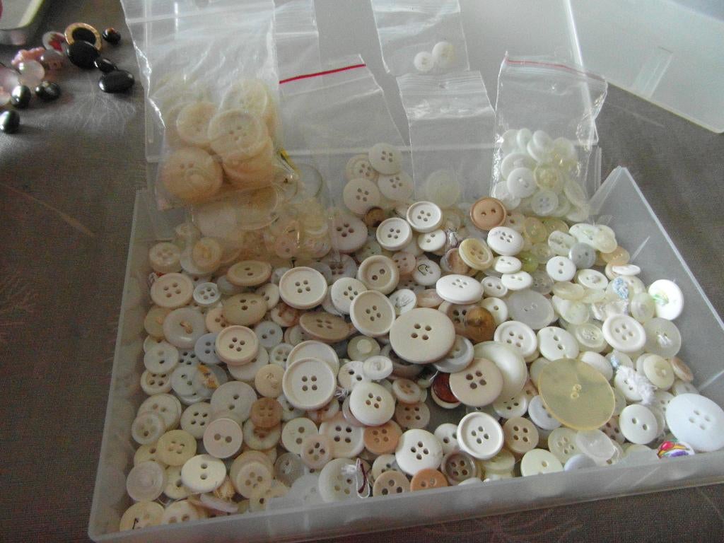 partij knopen wit en creme allerlei maten groot en klein, Ophalen of Verzenden, Zo goed als nieuw, Knoop of Knopen