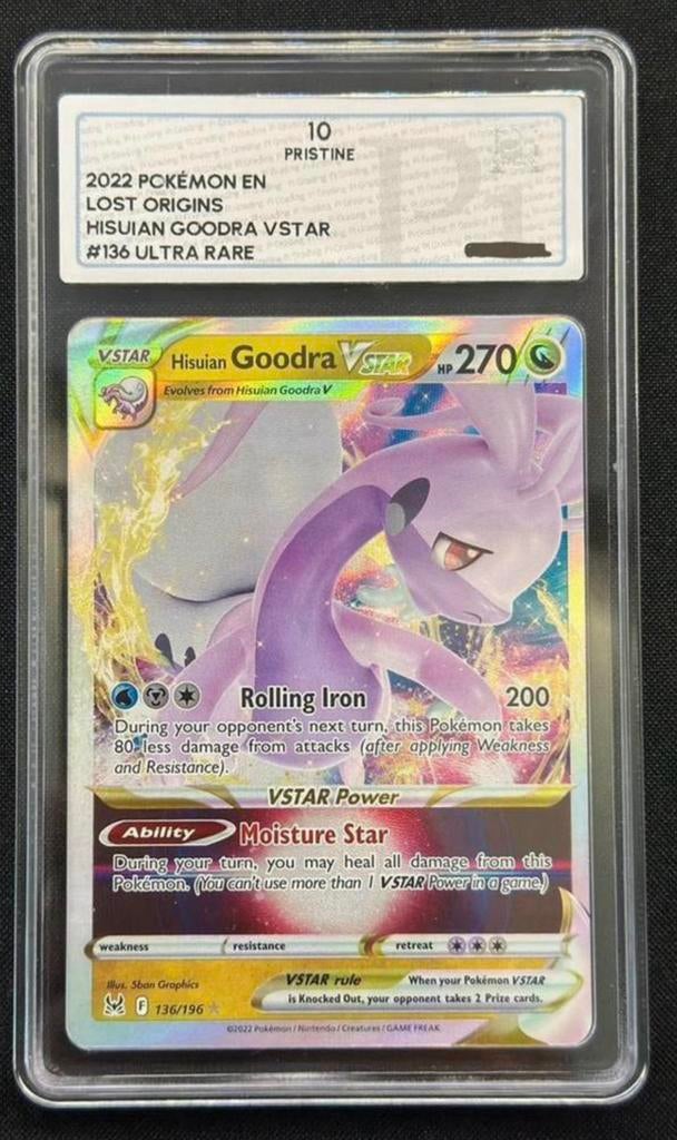 Hisuian Goodra VSTAR #136 Lost Origin Pi-Prestine 10, Verzenden, Zo goed als nieuw, Losse kaart, Foil