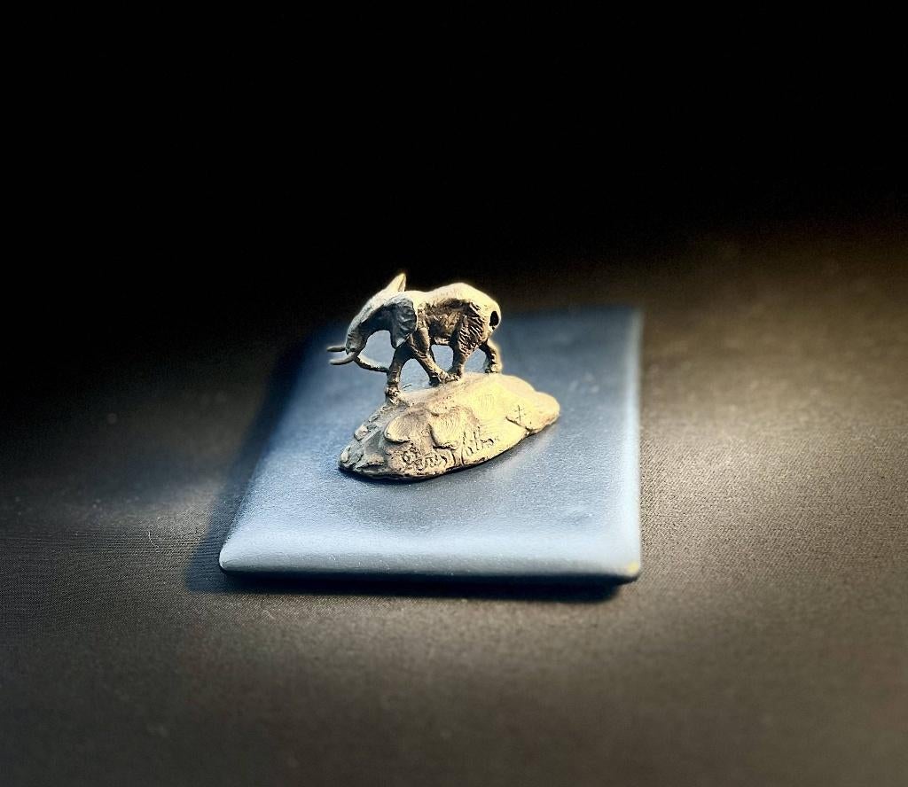Te koop Een kleine bronzen olifant gesigneerd en genummerd, Antiek en Kunst, Antiek | Koper en Brons, Ophalen of Verzenden, Brons