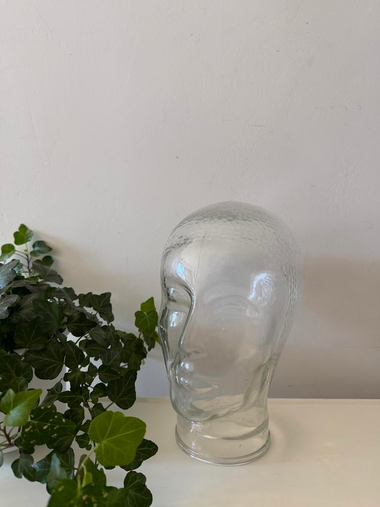 Vintage glazen hoofd, Antiek en Kunst, Antiek | Glas en Kristal, Ophalen of Verzenden