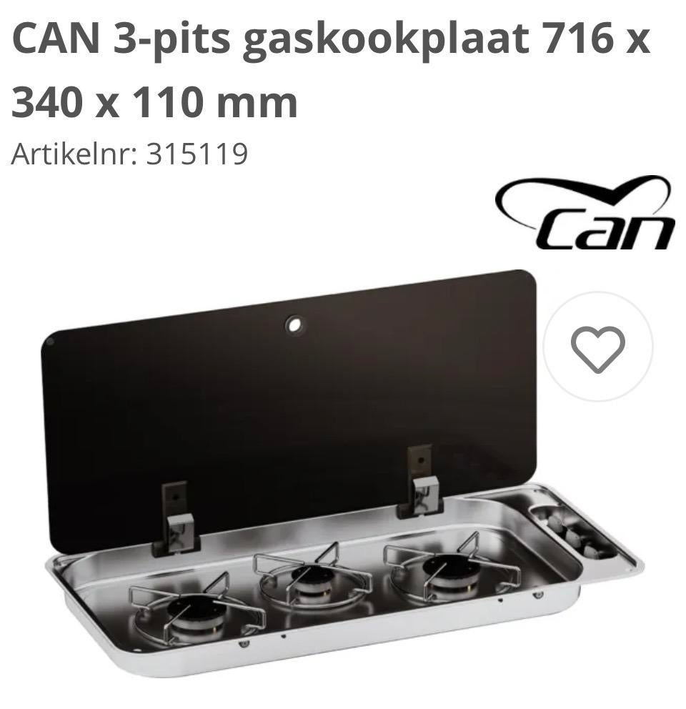 CAN FC1350-E 3-pits elektrische kookplaat met glasplaat NIEU, Ophalen of Verzenden, Nieuw