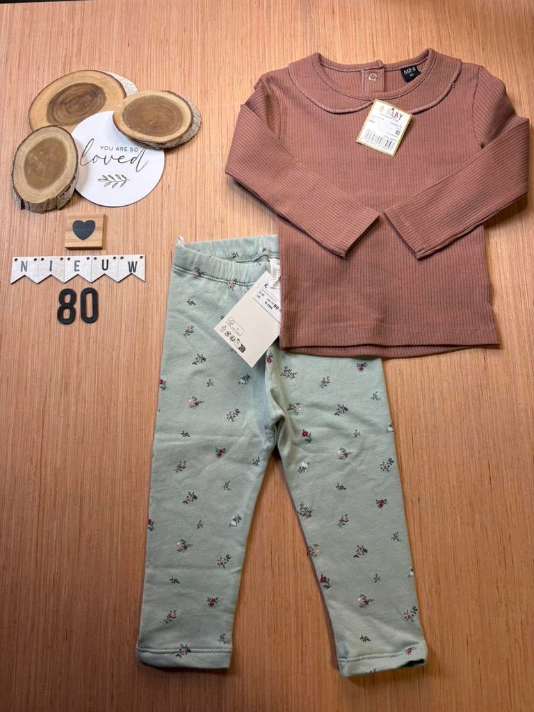 Baby girl h&m legging groen, Wibra shirtje roze maat 80, Ophalen of Verzenden, Nieuw, Meisje, Setje