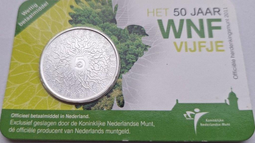 Coincard 2011 - Het 50 jaar WNF Vijfje - UNC, Verzenden, Overige landen, 5 euro, Setje