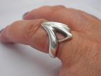 Mooie zilveren modernist ring maat ruim 16.5 nr.1770, Verzenden, Dame, Zilver, Zilver