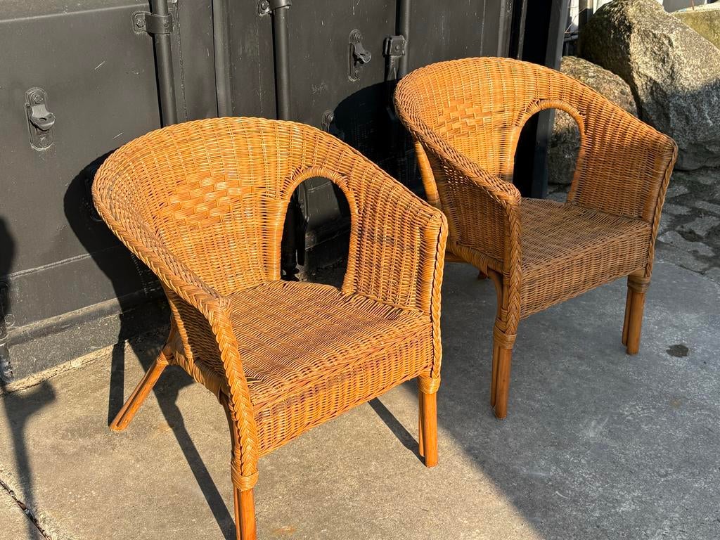 2 rieten stoelen, Huis en Inrichting, Ophalen, Gebruikt, Twee, Bruin