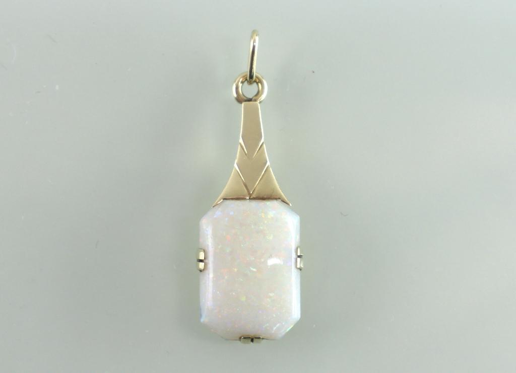 Antieke gouden hanger opaal 1906-1909, Ophalen of Verzenden, Goud, Hanger, Met edelsteen