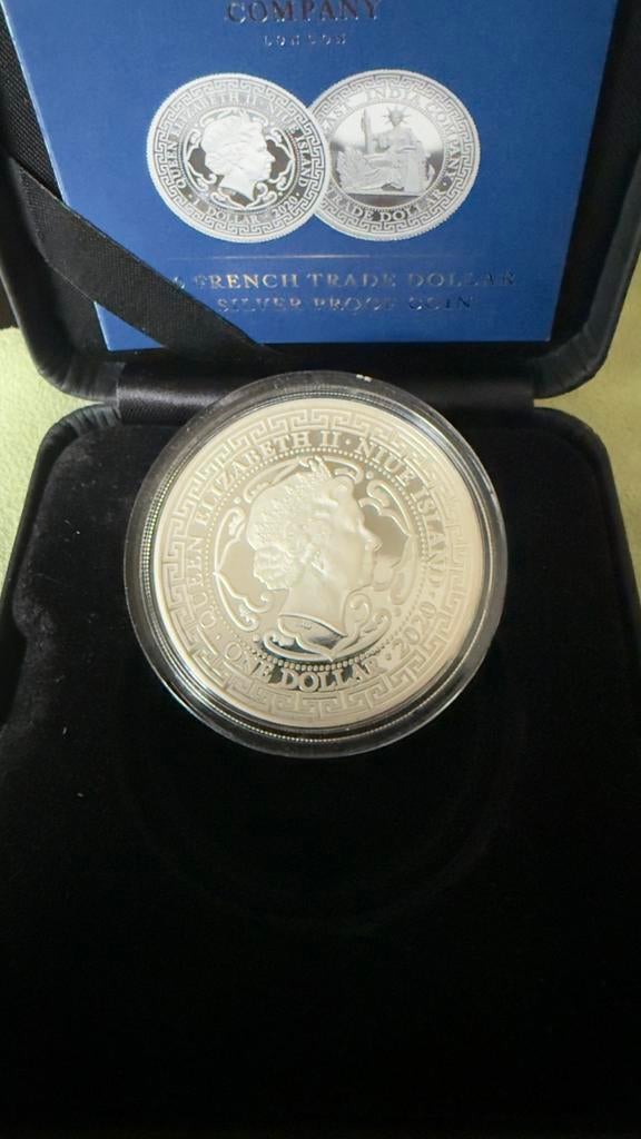2020 Niue 1 Ounce French Piastre Trade Dollar Silver Proof, Verzenden, Zilver