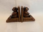 Antiek Houten Boekensteunen met Beer Design, Ophalen of Verzenden
