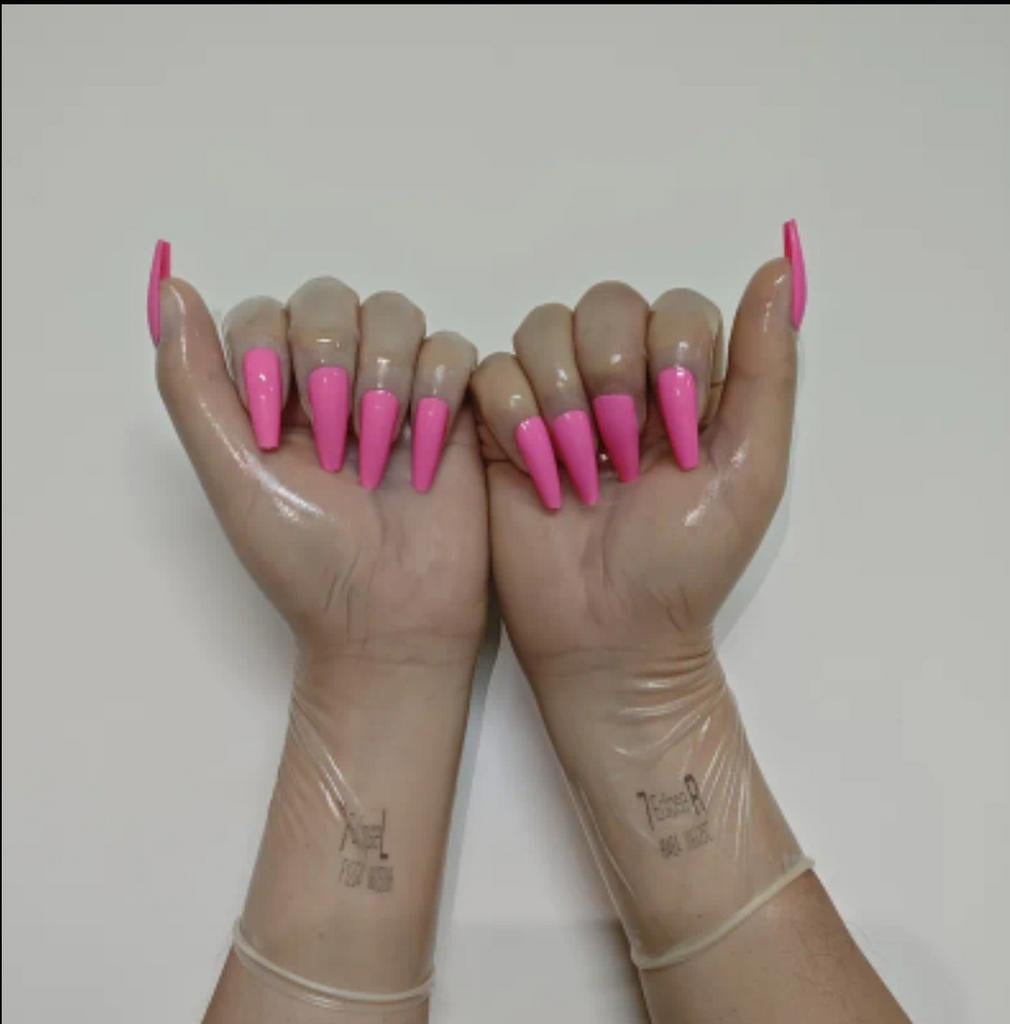 Roze nepnagels latex handschoenen, Verzenden