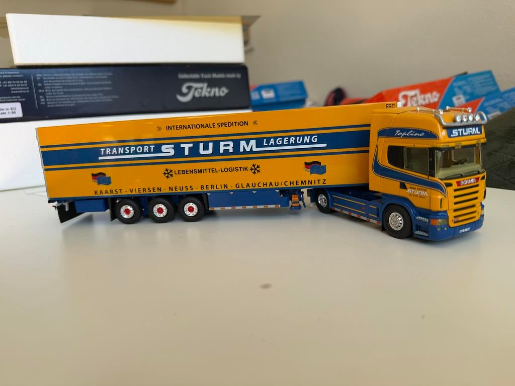 Tekno 5950 Scania Topline Transport Sturm, Hobby en Vrije tijd, Modelbouw | Auto's en Voertuigen, Overige merken, 1:32 tot 1:50