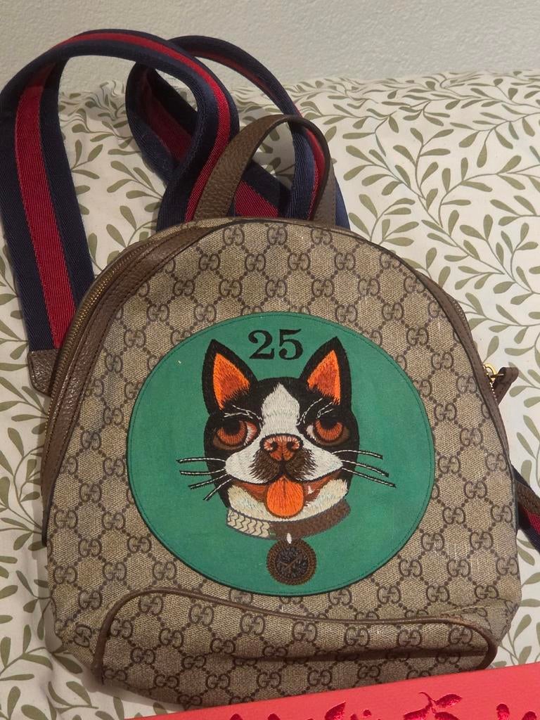 Gucci GG Supreme rugzak met hond print, Overige merken, Minder dan 30 cm, Ophalen of Verzenden, Minder dan 25 cm
