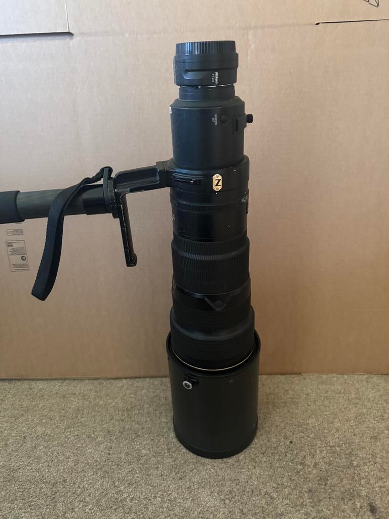 AF-S Nikon 500mm 4.0 VR lens met accessoires, Ophalen, Gebruikt, Telelens