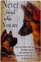 Duitse herder met pup tekst reclamebord van metaal wandbord, Info@deconoord.nl, Deco Noord, Nieuw, Ophalen of Verzenden