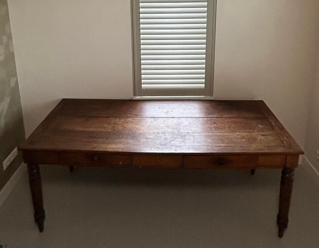 Antieke Franse massief houten boeren eettafel, Ophalen